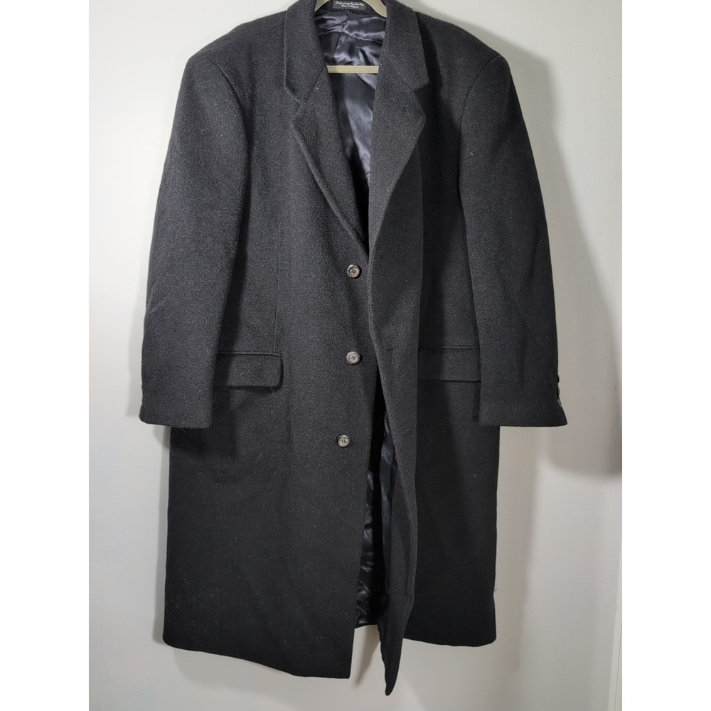 Silver Cloud Overcoat Cashmere Wool Blend Mens Italy Black Lined‎
